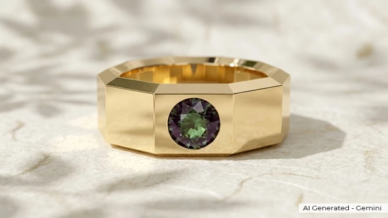 Men's Bezel Alexandrite Band