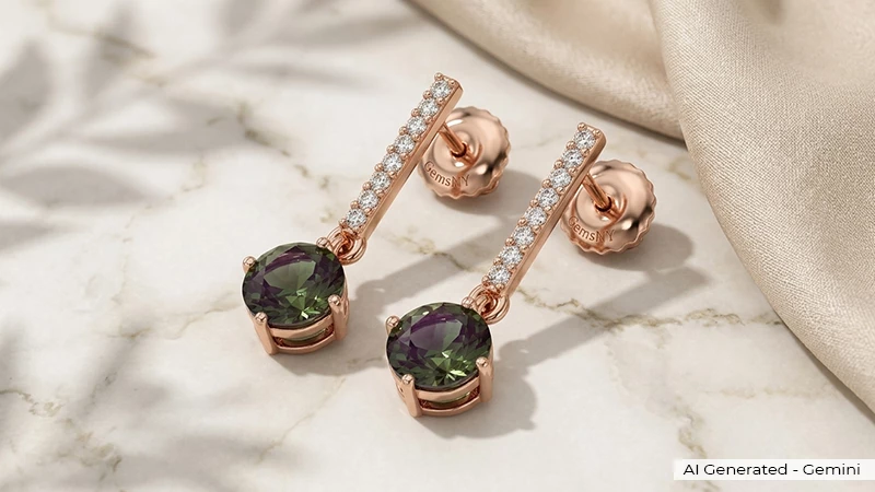Pave Bar Dangling June Birthstone Jewelry
