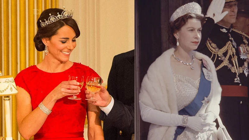 Kate and Queen wearing the Edinburgh bracelet