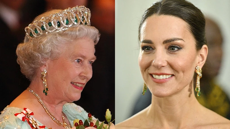 Emerald Tassel Earrings worn by both the Queen and Kate