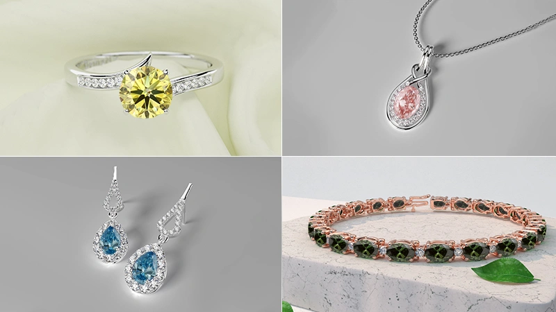 Various jewelry featuring Colored Diamonds