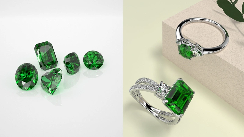 Lab grown emeralds and emerald rings