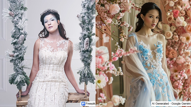 a vintage-style and floral wedding attire