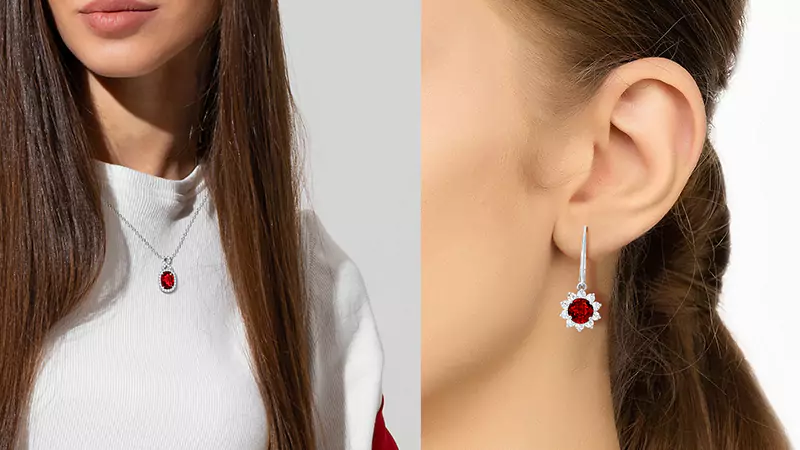 pair of ruby drop earrings 