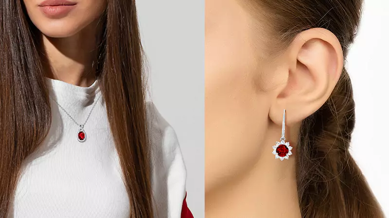 leo birthstone ruby drop earrings 