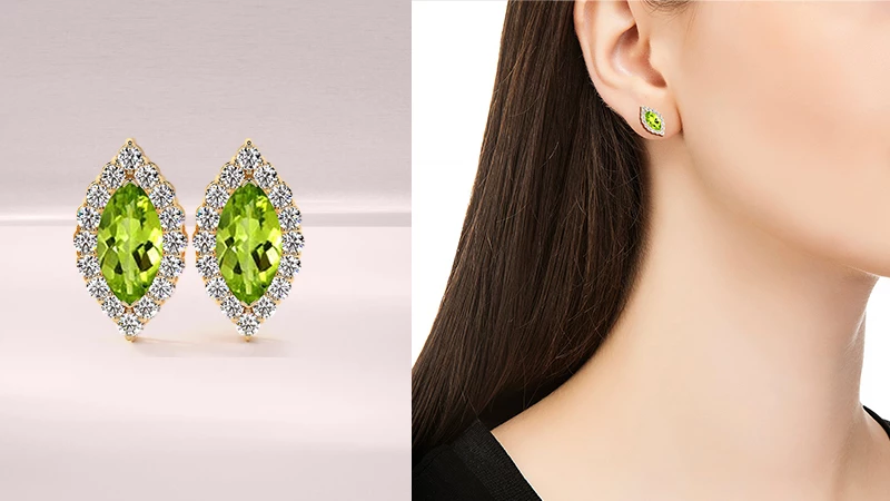 Marquise-cut Peridot Studs