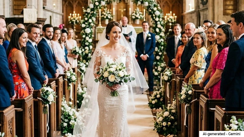bride walking down during Marriage Ceremony