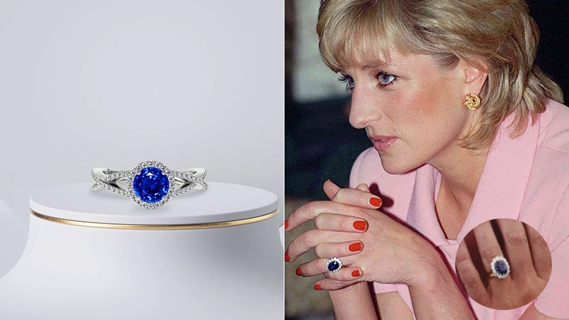 Sapphire Ring With An Intertwined Band and Princess Diana Wedding Ring