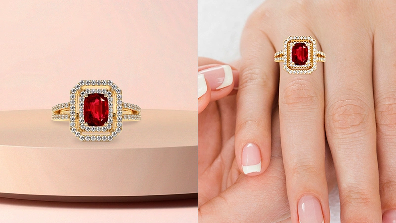 Ruby Double Halo Setting