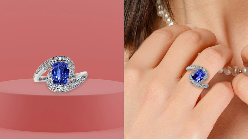 Sapphire Ring With A Spiral Shank