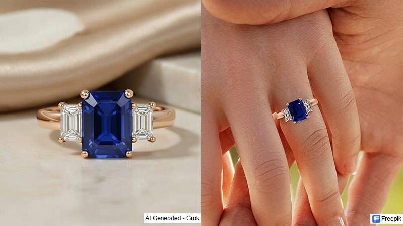 Sapphire Three Stone Wedding Ring