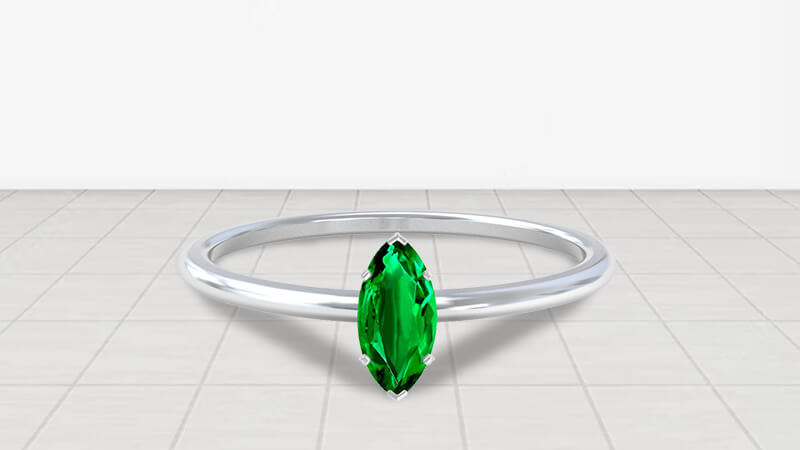 Marquise-cut Emerald Engagement Ring