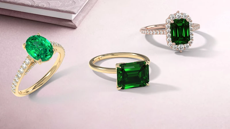 May Birthstone engagement ring