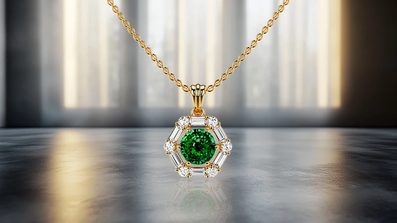 Emerald birthstone pendant