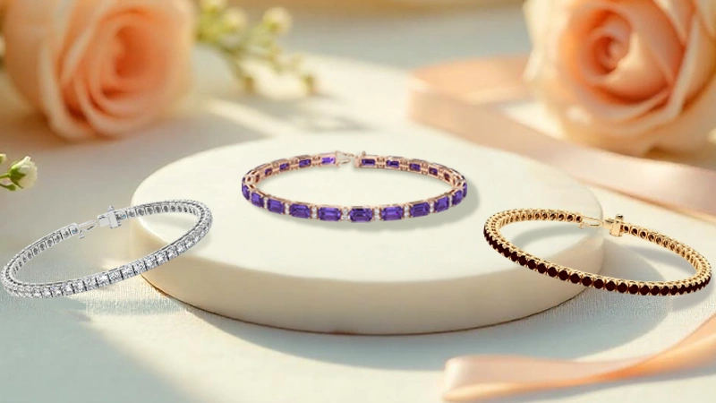 bridal gemstone and diamond bracelets