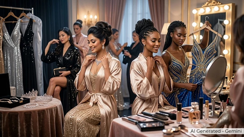 Contestants getting ready