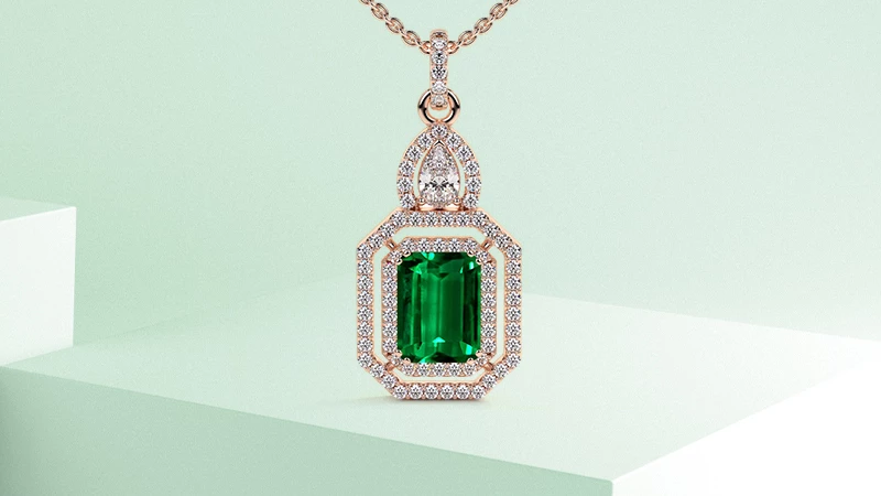 Emerald-Cut Emerald Pendant