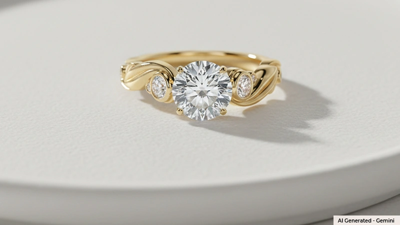 Diamonds Bezel Set enagement Ring