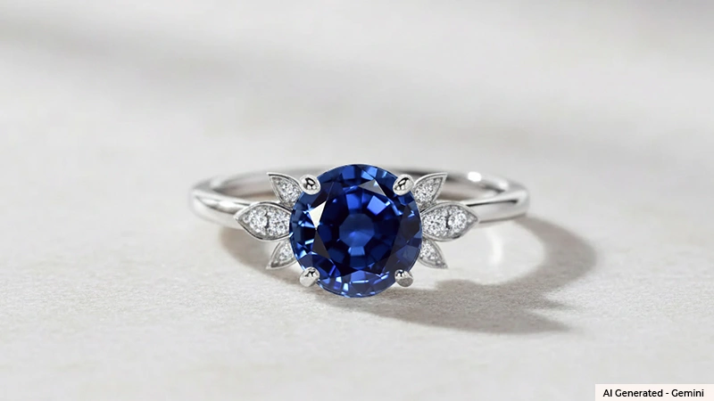 Pave Set Round Diamond Nature Inspired Engagement Ring