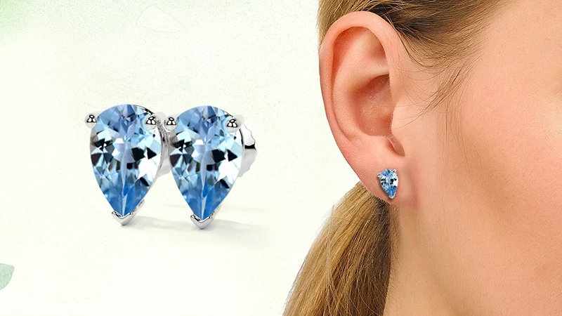 Aquamarine Stud Earring jewelry gift