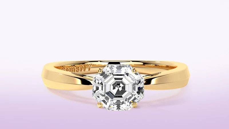 Octagon diamond solitaire ring