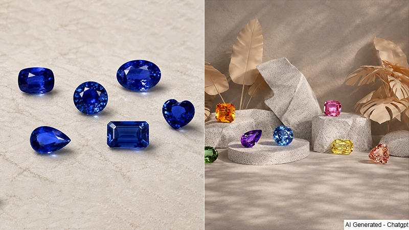 Collage of blue sapphire  and other colored sapphire
