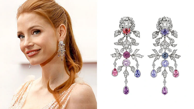 Jessica Chastain’s Diamond and Spinel earrings