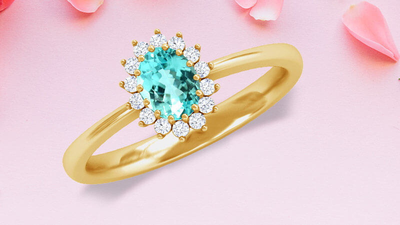 a neon-blue paraiba tourmaline ring