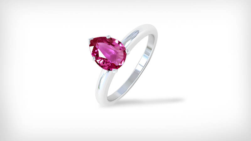 pear cut pink sapphire solitaire ring