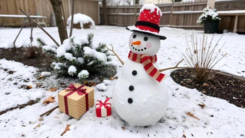 Snowman with gifts