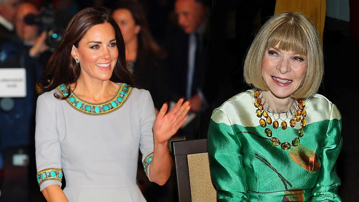 Kate Middleton and Anna Wintour wearing peridot jewelry