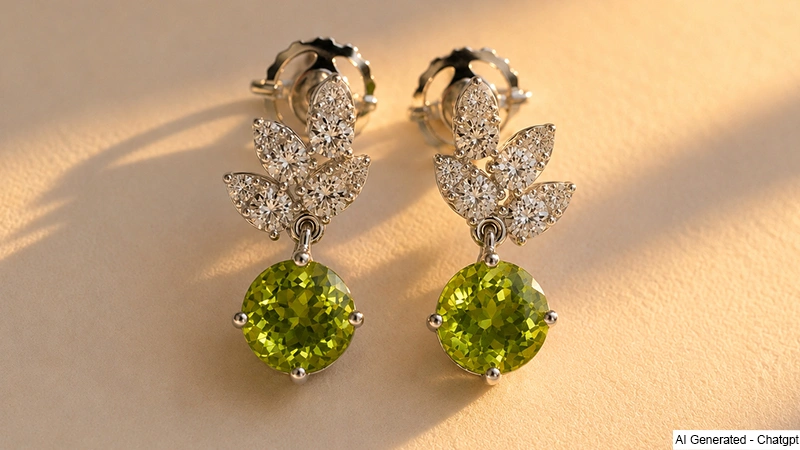 A close-up of the earrings catching the warm