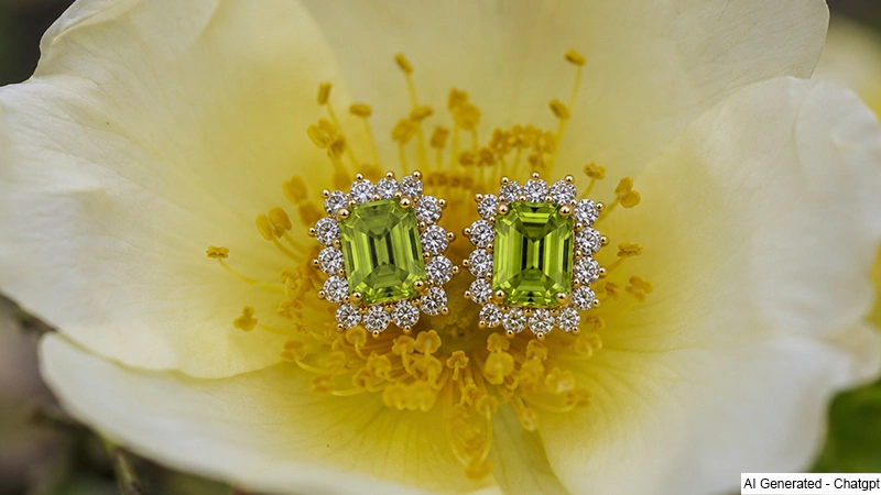 peridot earrings in yellow gold