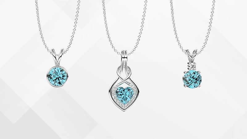 Pisces birthstone aquamarine pendants