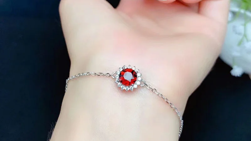 red garnet gemstone bracelet