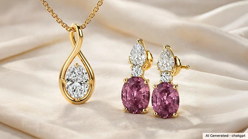diamond vintage-inspired pendant and pink tourmaline bracelet