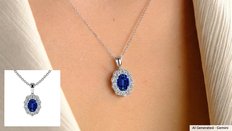 sapphire halo pendant