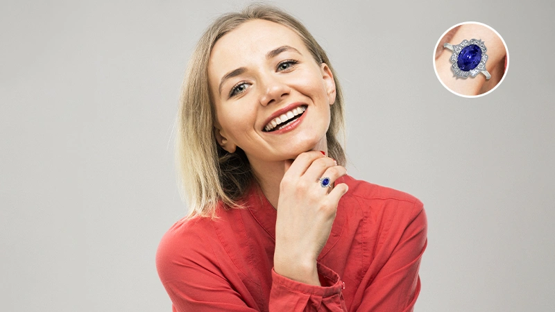 Art-Deco Style Tanzanite Rare Ring