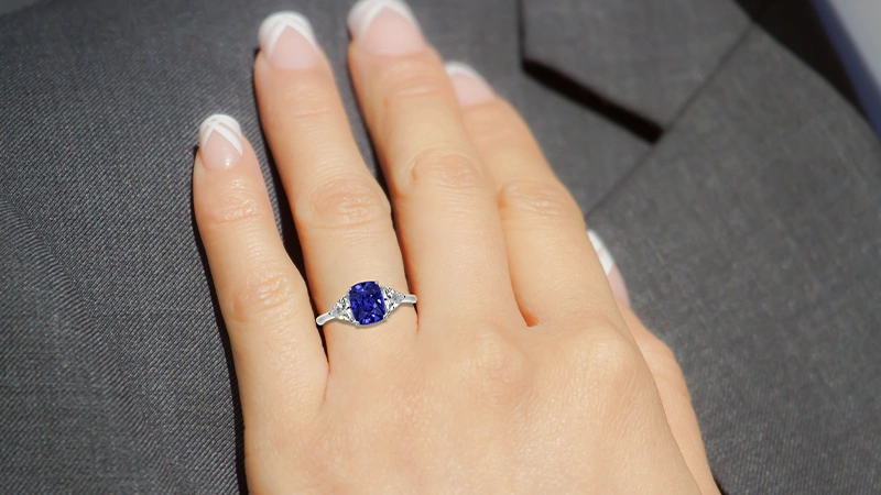 Three-Stone Tanzanite and Diamond Ring