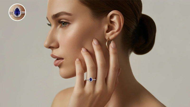 Pear- Shaped Tanzanite Drop Ring