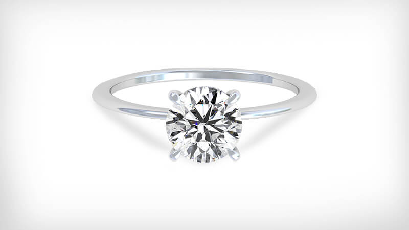 round cut solitaire white diamond ring