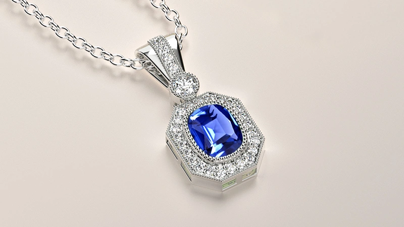 Cushion Cut Sapphire Necklace