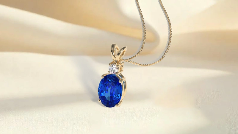 Oval Cut Sapphire Pendant Necklace