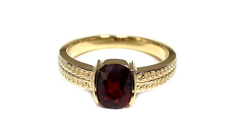 Yellow Gold Ruby Engagement Ring