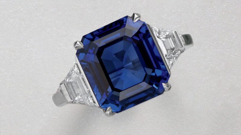 Blue Sapphire and Diamond Engagement Ring