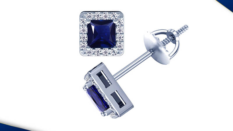 Classic Sapphire Earrings with Square Gemstones