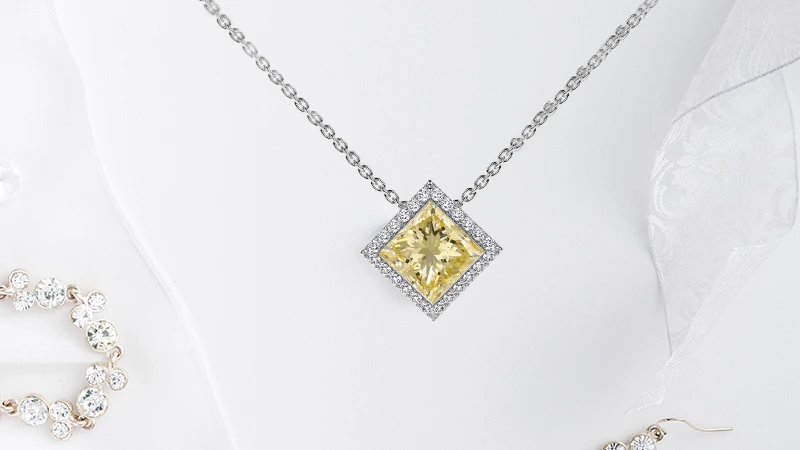 Yellow Lab Diamond Pendant for mother's day