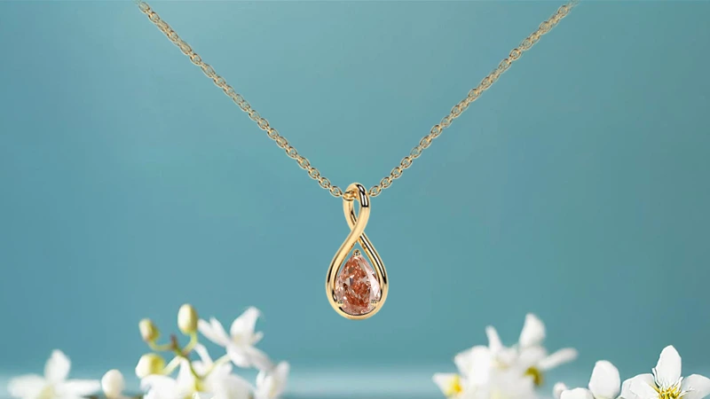 Pink Lab Diamond Solitaire Pendant for mother's day