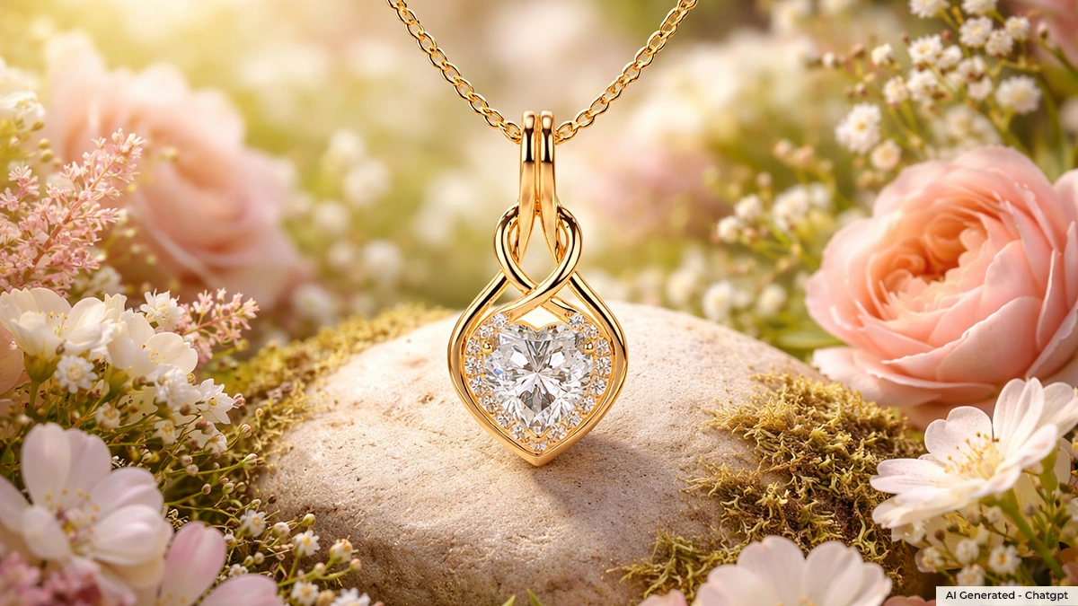Show Some Love with Gold & Diamond Heart Necklace 