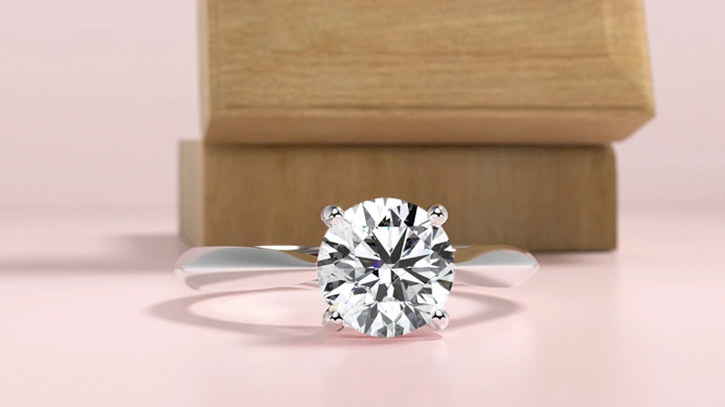 round cut solitaire white diamond ring